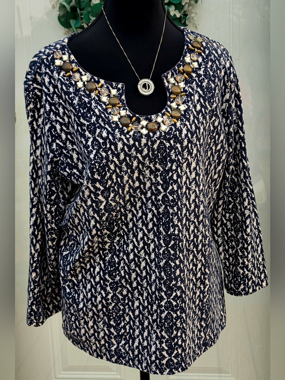 Ruby Rd Embellished  Patterned Women's Top - Picture 3 of 8